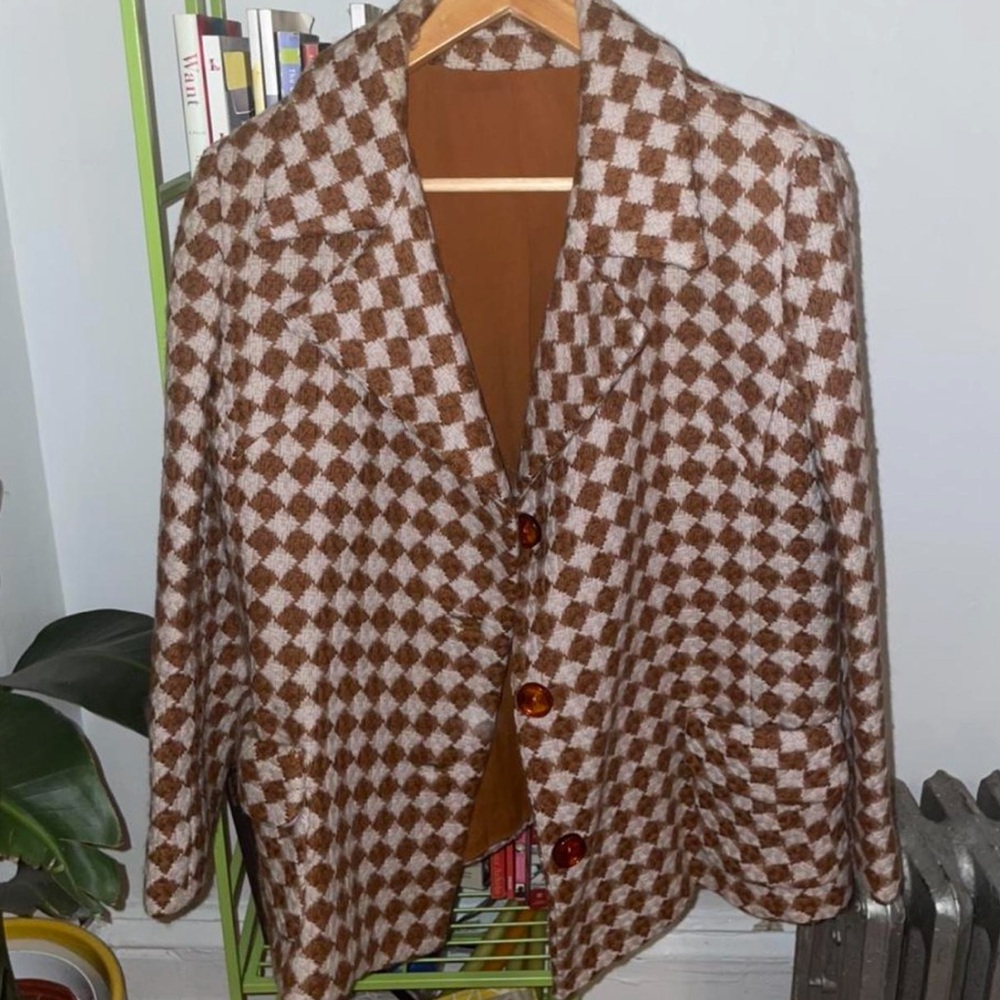 wool and silk checkered blazer